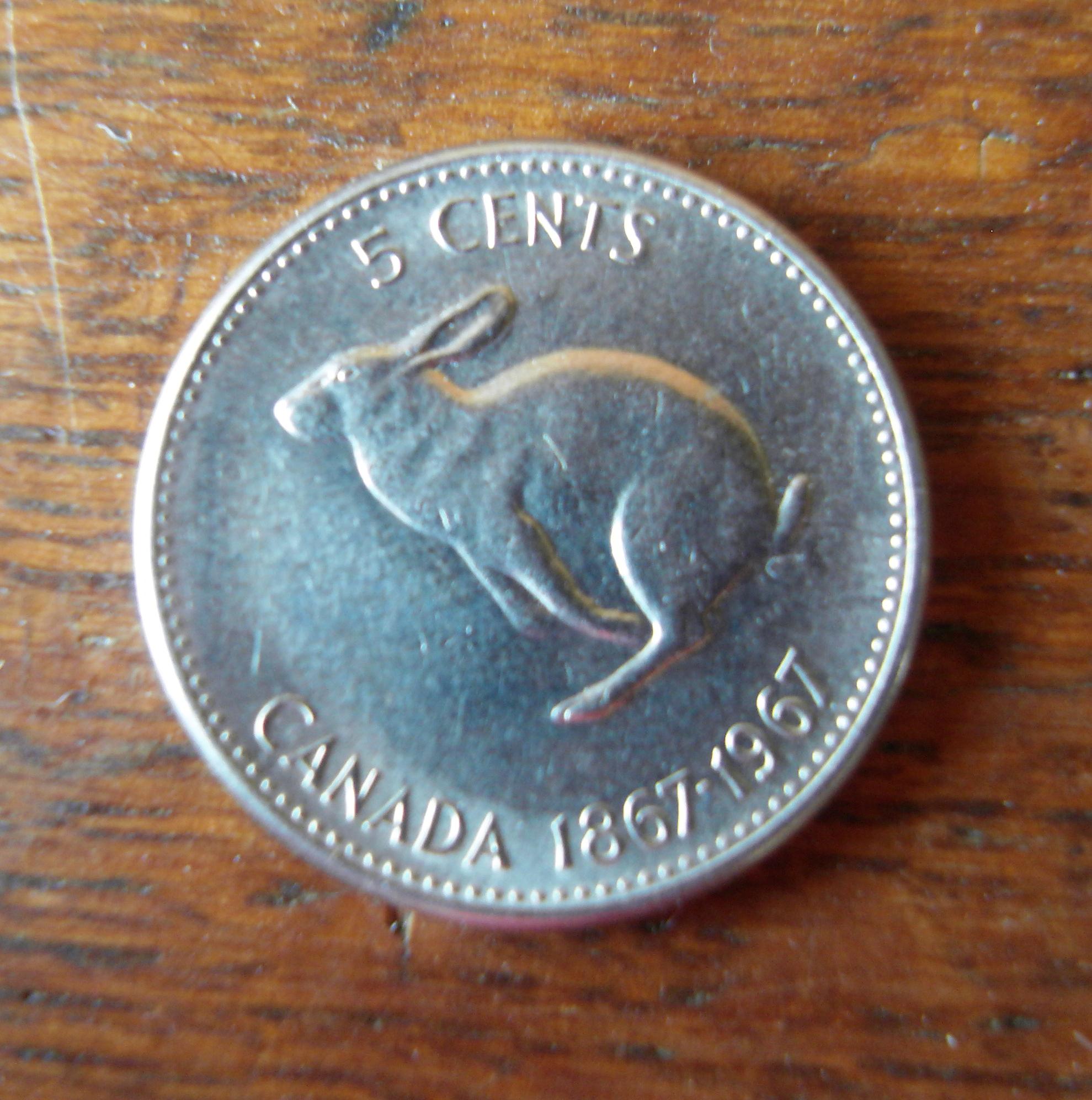 Canadian Rabbit Nickel 1967